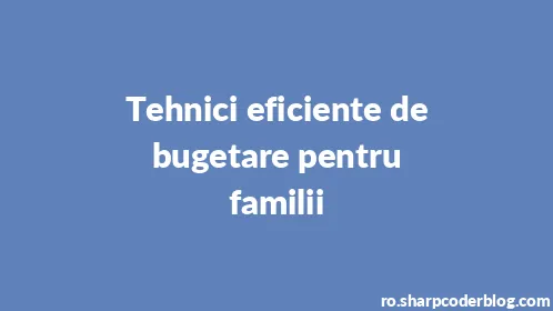 Tehnici eficiente de bugetare pentru familii - Thumbnail