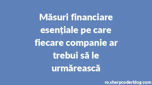 Măsuri financiare esențiale pe care fiecare companie ar trebui să le urmărească - Thumbnail
