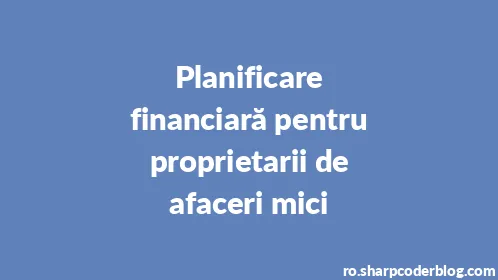 Planificare financiară pentru proprietarii de afaceri mici - Thumbnail