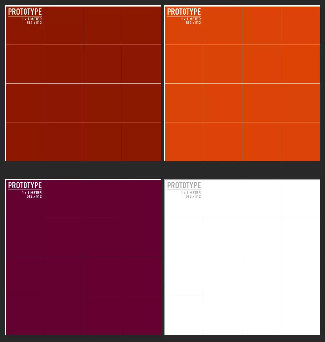 Presetări de prototip de material în Unity.