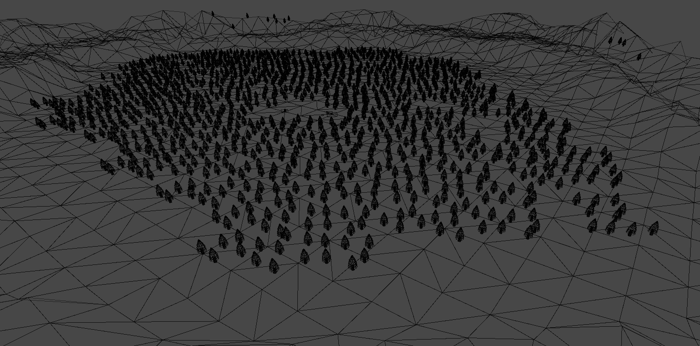 Redarea Unity wireframe a unei scene înainte de optimizare