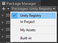 Registrul Unity Package Manager