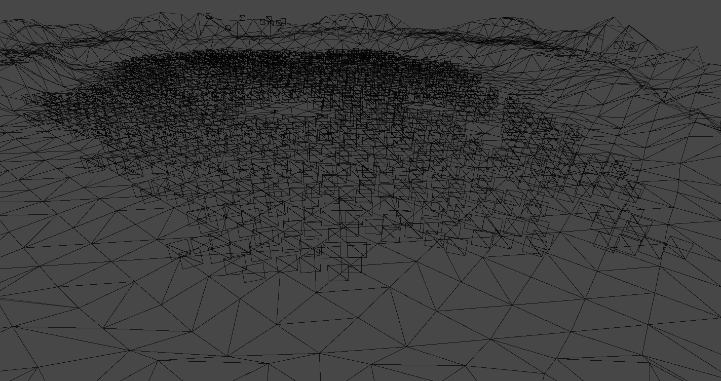 Redarea Unity wireframe a unei scene după optimizare