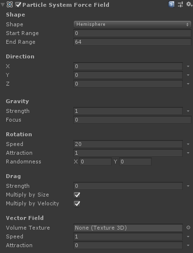 Vizualizarea inspectorului câmpului de forță al sistemului de particule